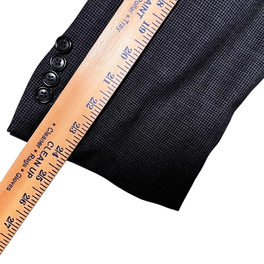 Jos A Bank Blue/Gray Black Hue Puppytooth 100% Wool Blazer Sport Coat Jacket 48R